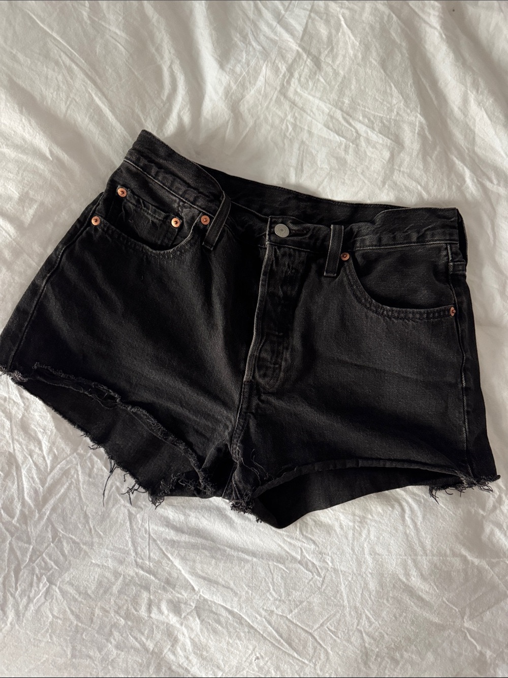 Levi's 501 Black Denim Cutoff Shorts